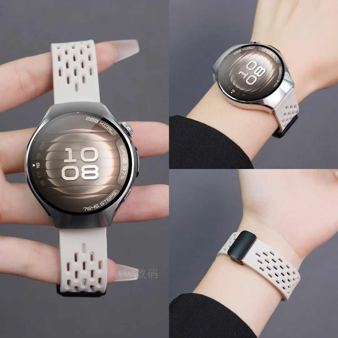 AW适用华为watch5手表watch5pro表带女款透气硅胶星光色GT5夏天