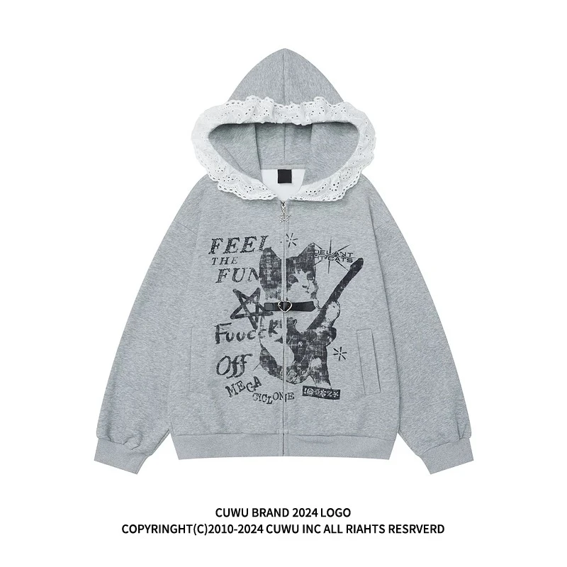孤品{NO退NO换秋冬款休闲卫衣连帽印花复古电影ins卫衣oversize