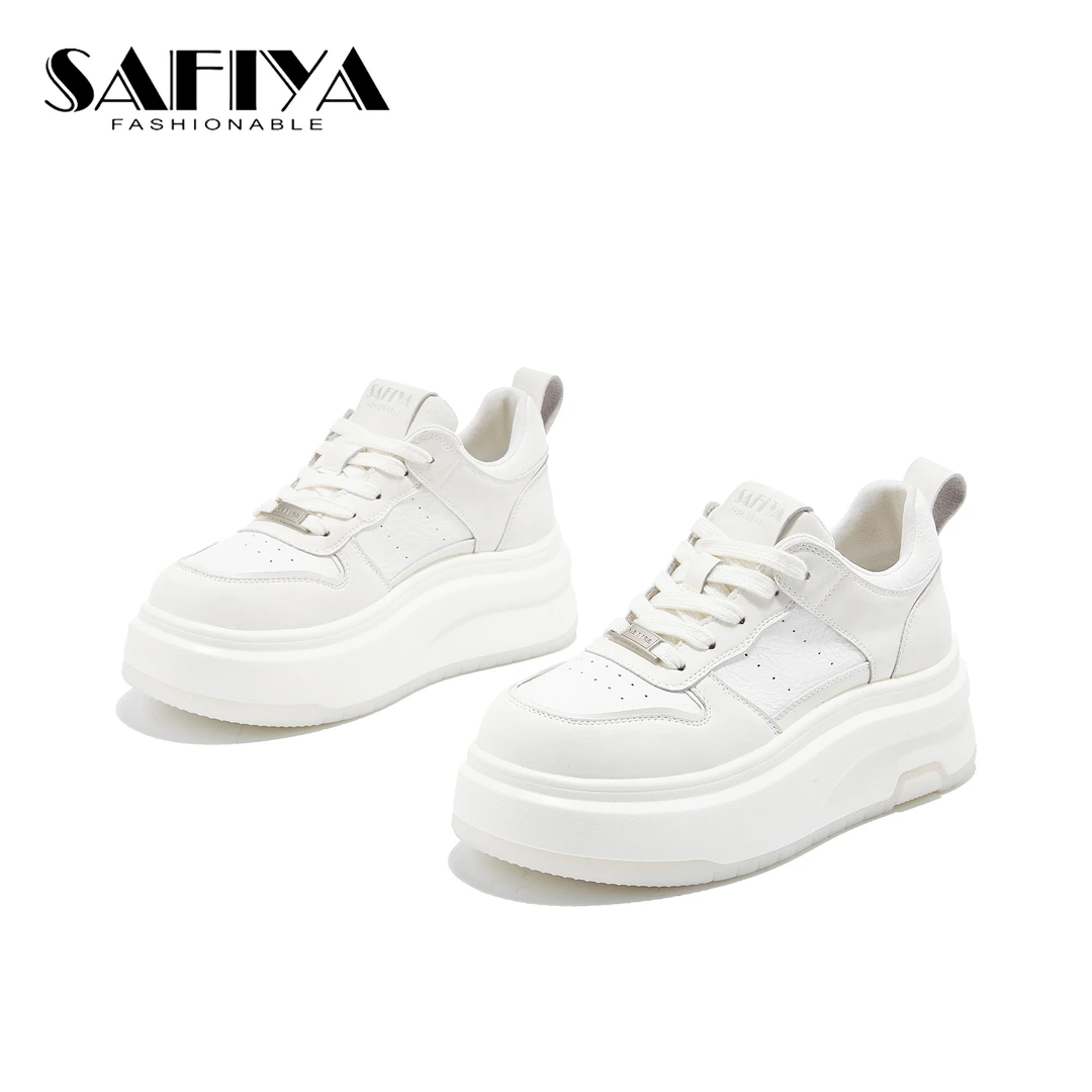 索菲娅Safiya2025春季新款厚底系带潮流运动板鞋小白鞋SFD1111A30