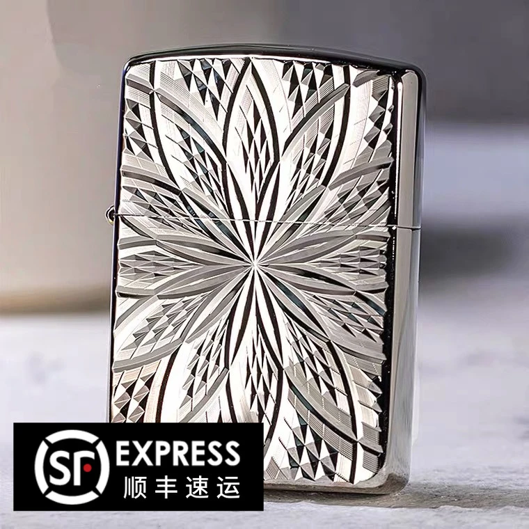 Zippo打火机日版原版镀银盛世繁花银枪花盔甲ZBT-4-21bTC8701