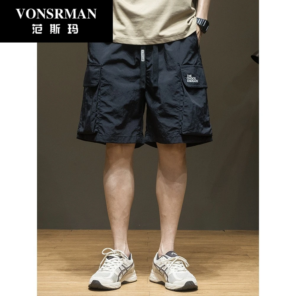 薄款速干工装短裤男冰丝2025夏季新款胖子大码男生五分裤休闲裤子
