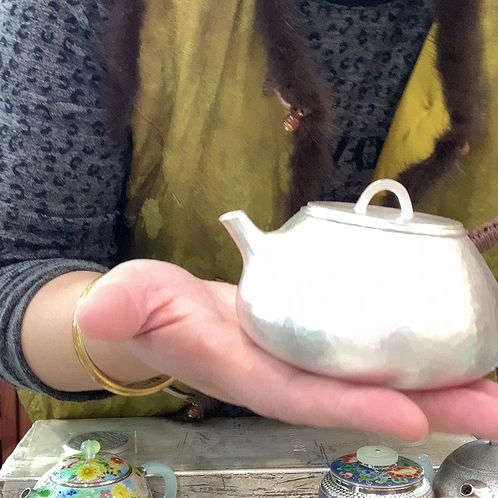 石瓢款泡茶壶足银