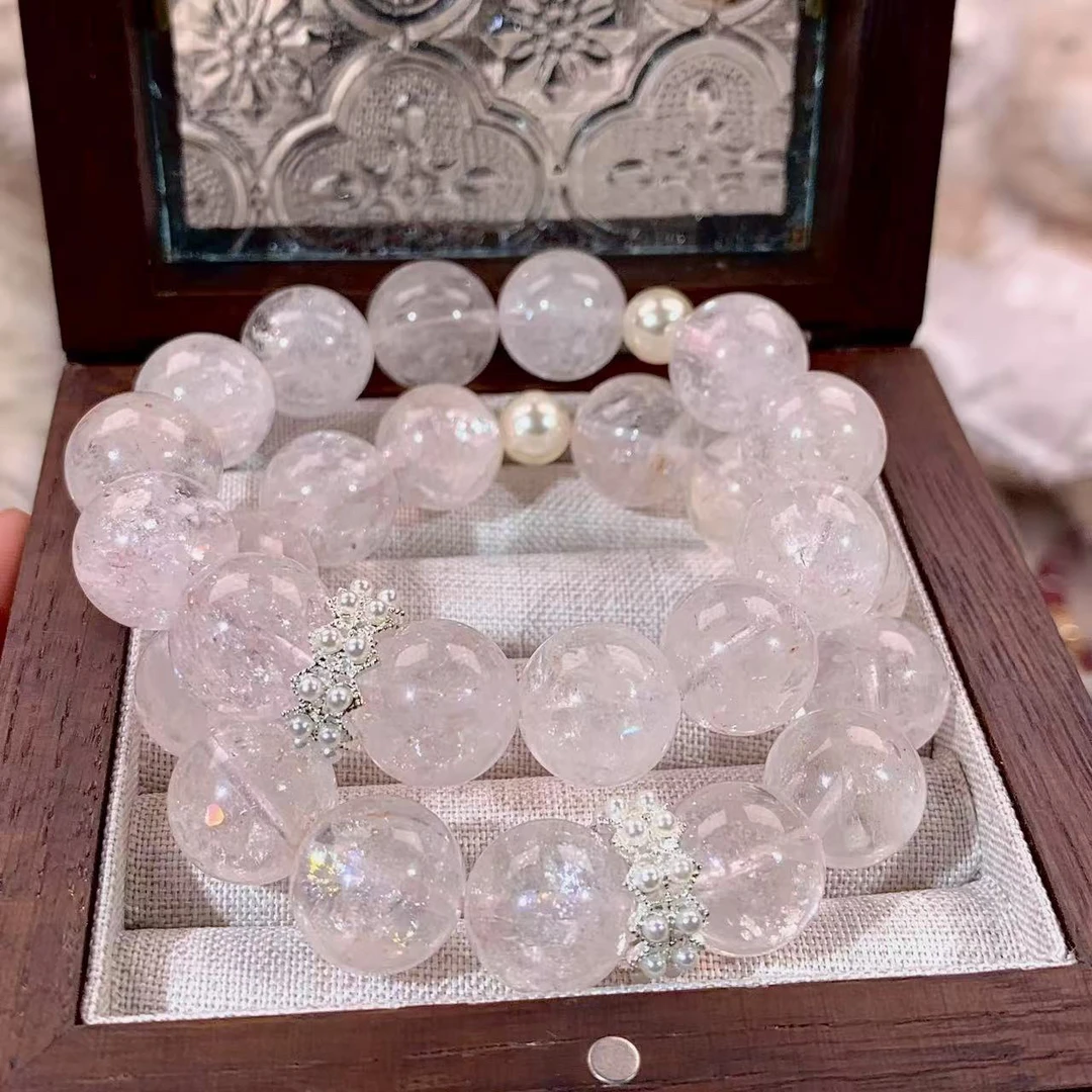 【闪闪惹人爱】天然粉胶花阿赛施华洛水晶手串微瑕多样性发一走基地