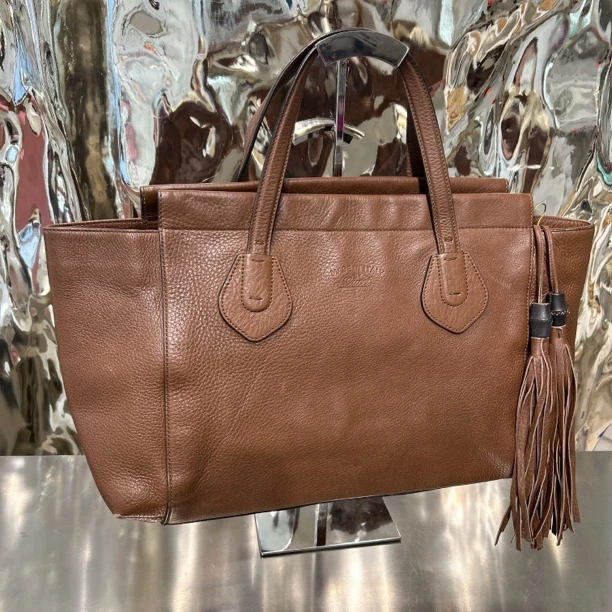 95新 GUCCI/古驰 棕色 托特 手提 流苏