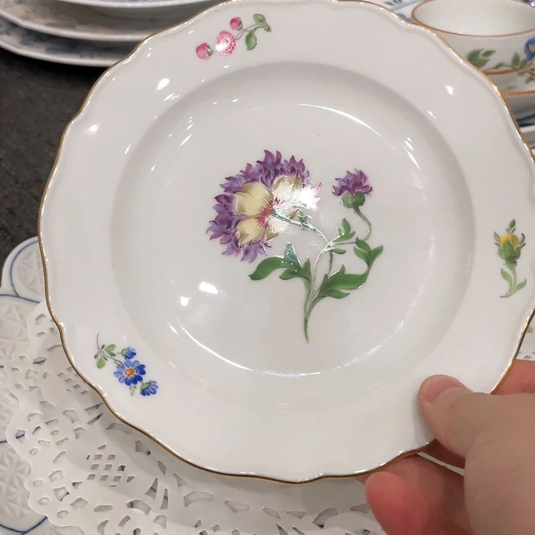 摆件中古一等花卉点心盘