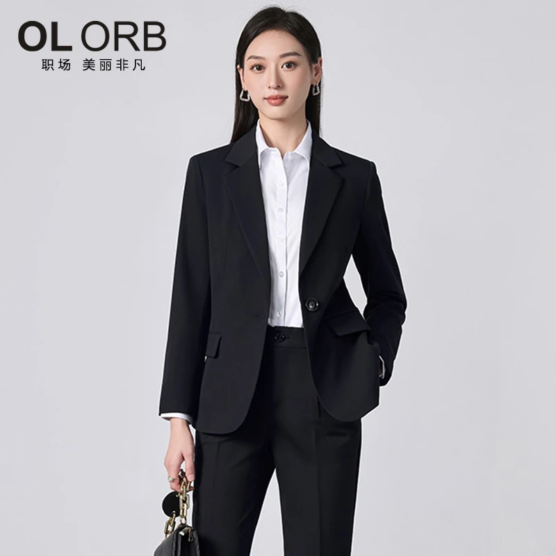 黑色西装套装女春秋款大学生面试正装小个子高级感职业气质工作服