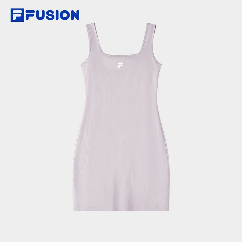 FILA FUSION斐乐潮牌女连衣裙25修身显瘦弹力裙居家服T11W523310F