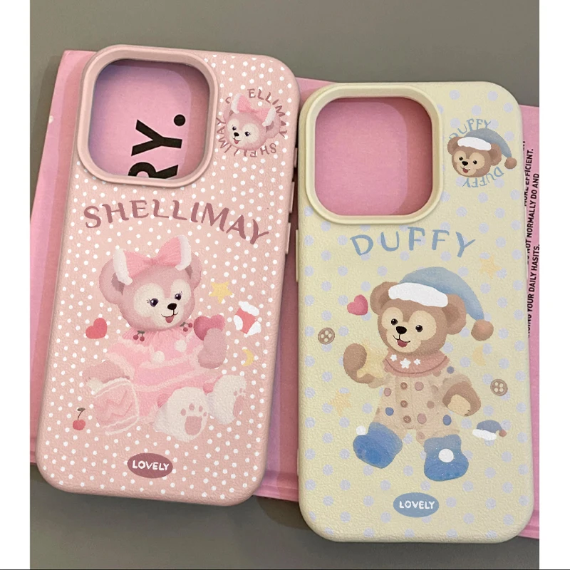 雅天立卡通达菲熊雪莉玫适用苹果16手机壳15promax皮纹iPhone1311