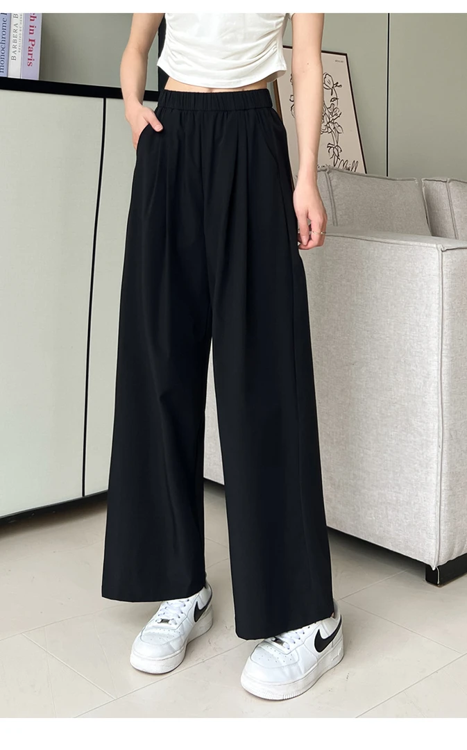 休闲裤阔腿裤直筒裤女裤小个子高腰外穿宽松休闲裤女大码