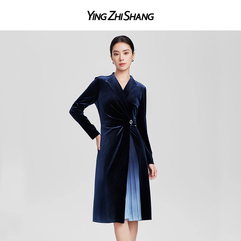 赢智尚2024新款蓝色高档连衣裙贵气高级显白显瘦奢华ZF03053
