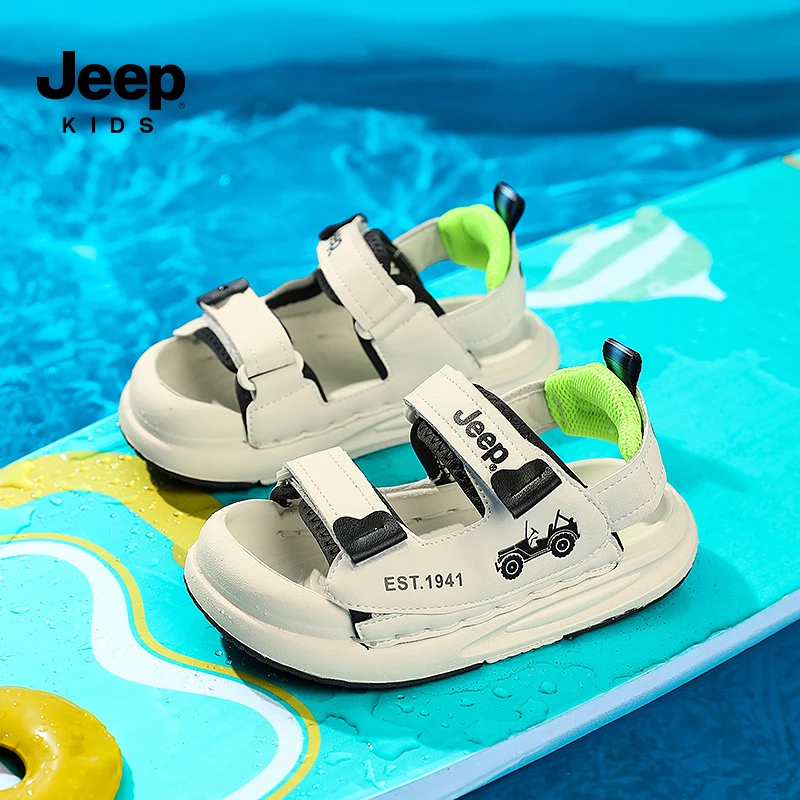 Jeep吉普男童包头运动凉鞋6-12岁魔术贴休闲鞋2025夏季新款沙滩鞋