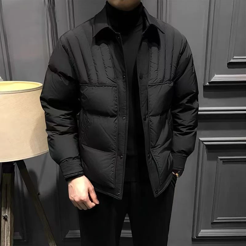 冬季翻领羽绒服男士加厚款防风保暖潮流帅气假两件保暖鸭绒外套