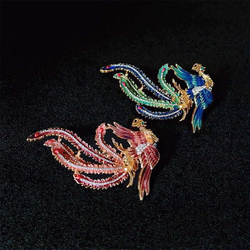 合金仿水晶胸针 2026新款国潮风凤凰胸针高级感设计优雅气质别针