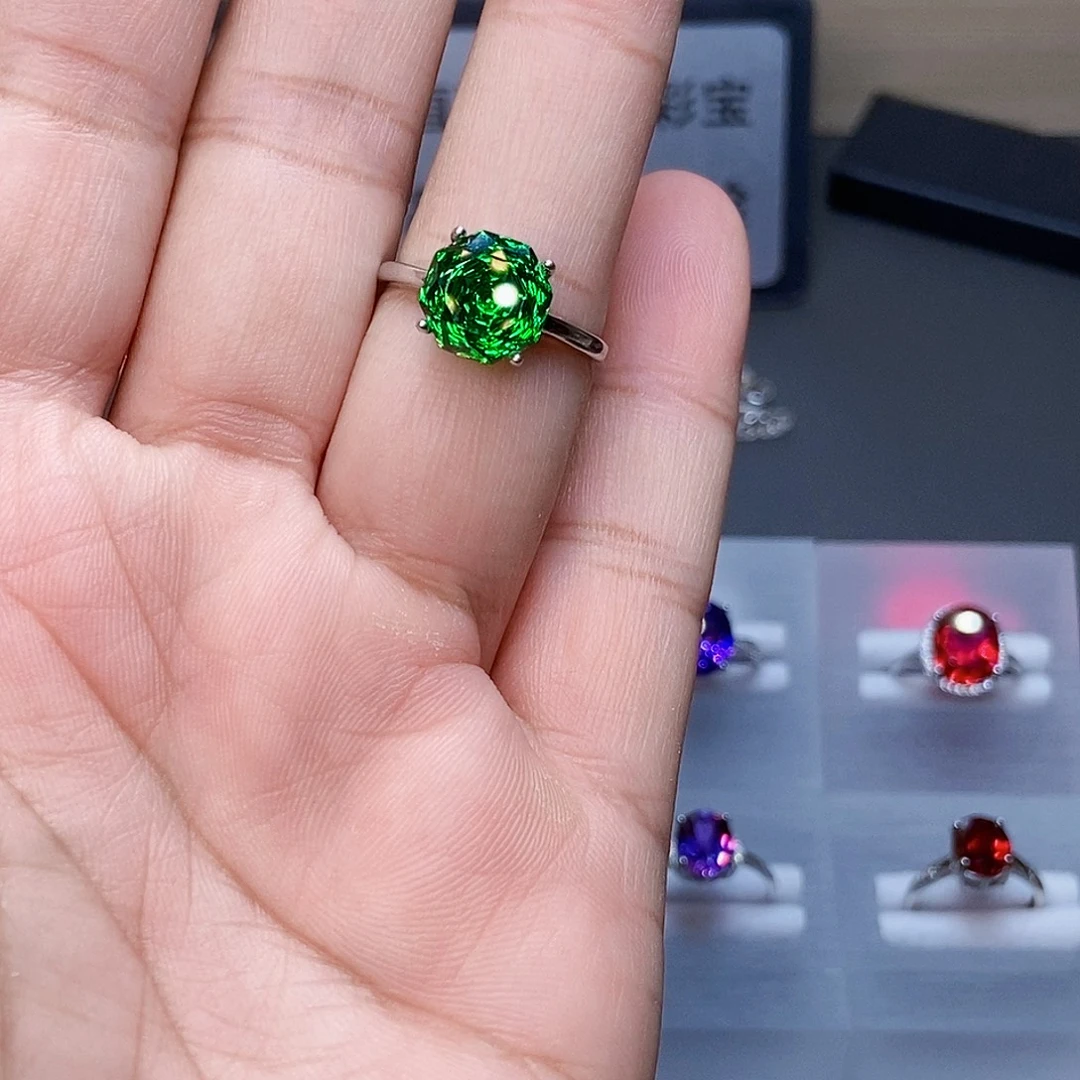 戒指银S925镶嵌碧玺