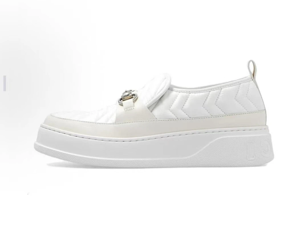 未使用 GUCCI/古驰 白色时尚休闲透气百搭简约女款厚底饼干鞋