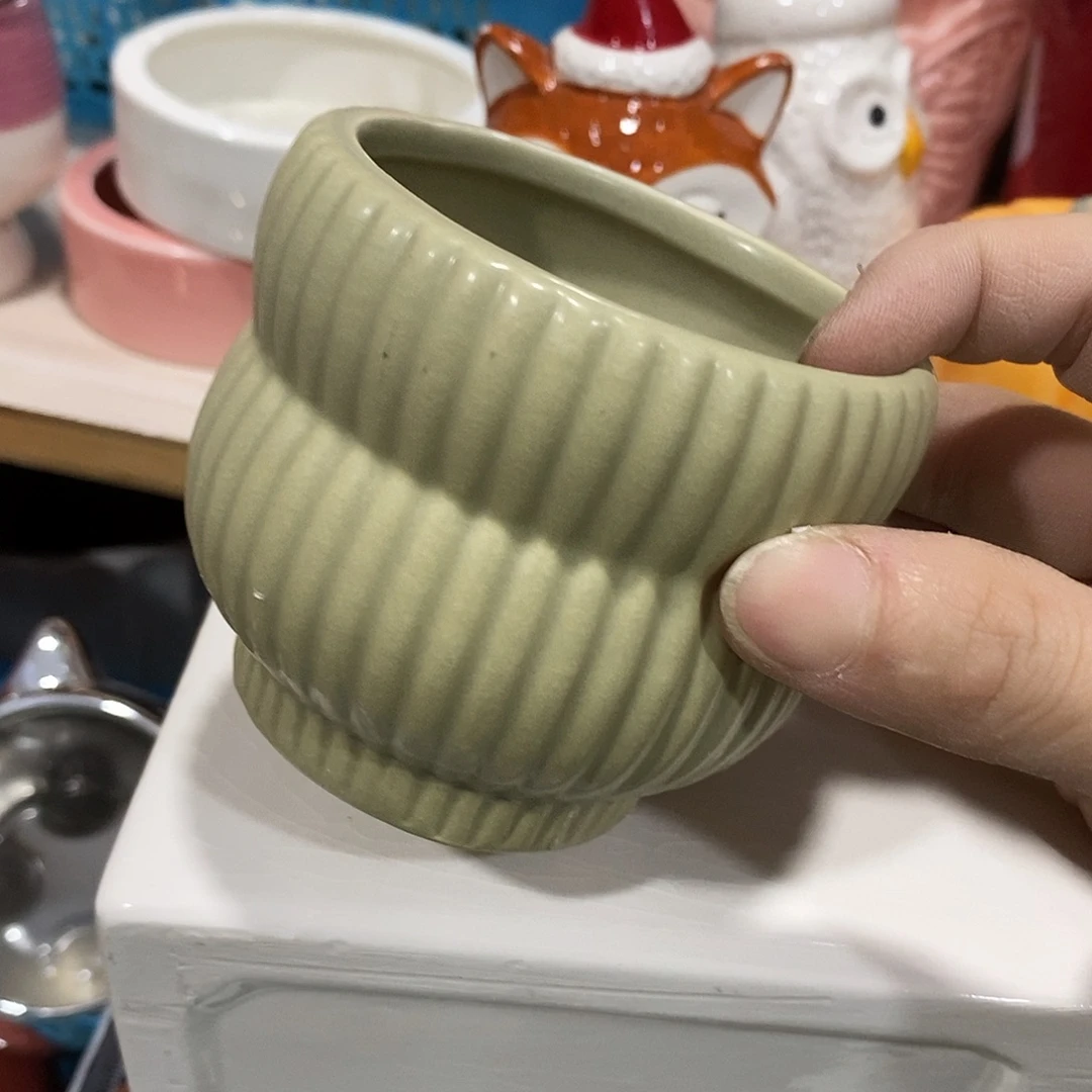 陶杯子陶盆有孔 瑕疵介意勿拍