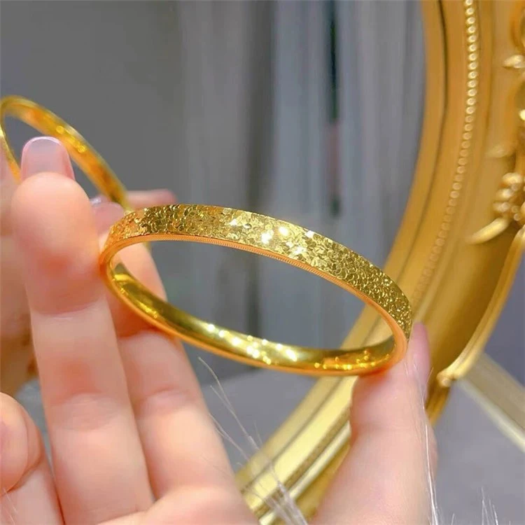 钛钢手镯 不掉色古法碎碎冰爆闪5mm手镯经典高级手环J112