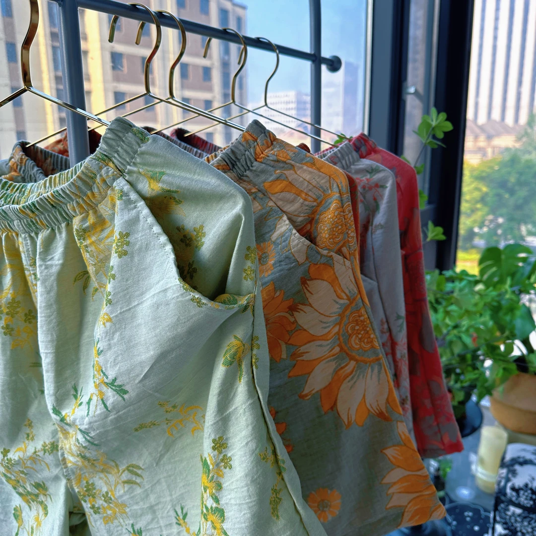 高端设计 夏季全棉双层纱短裤可外穿家居裤