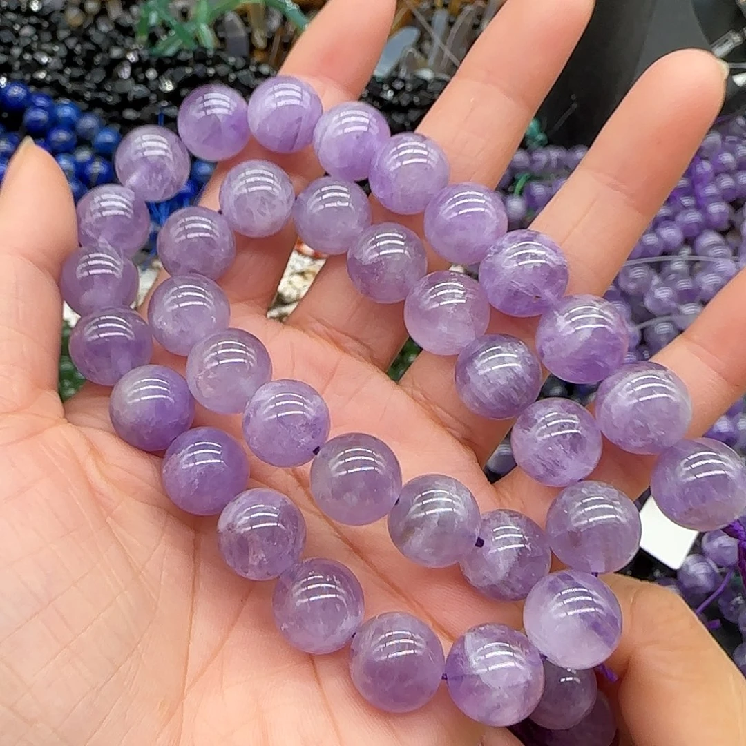 玛瑙/玉髓合金珠宝半成品紫玉晶12mm一条