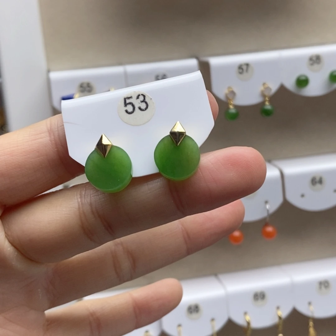 银S925镶嵌和田玉耳饰