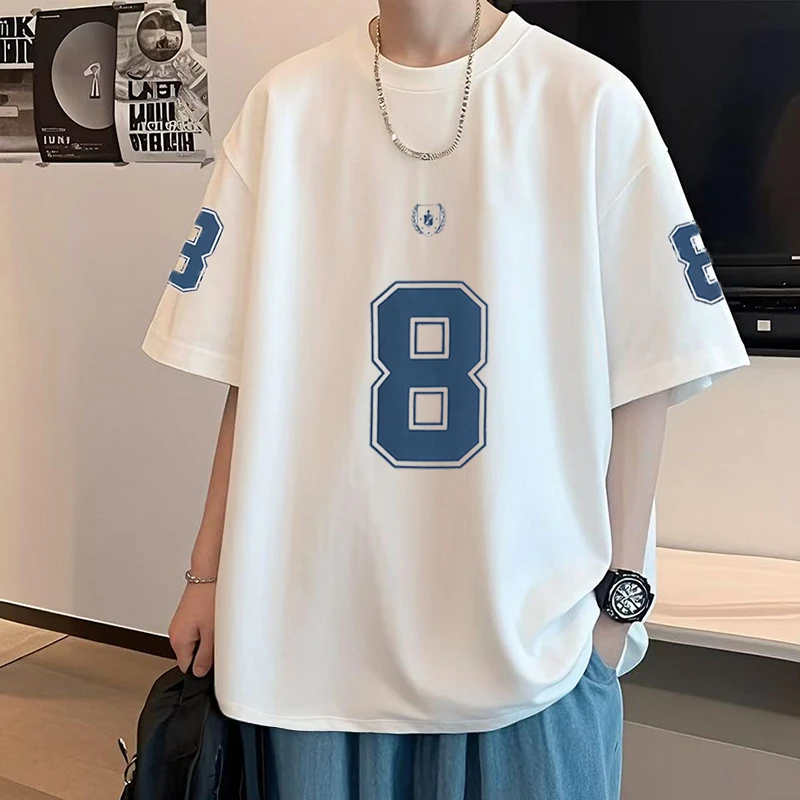 夏季2025新款百搭短袖t恤男学生时尚潮流宽松透气青少年半袖上衣