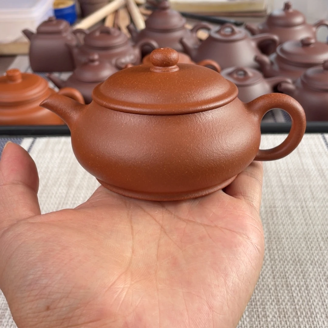 紫砂茶壶半手工红降坡明炉壶150cc