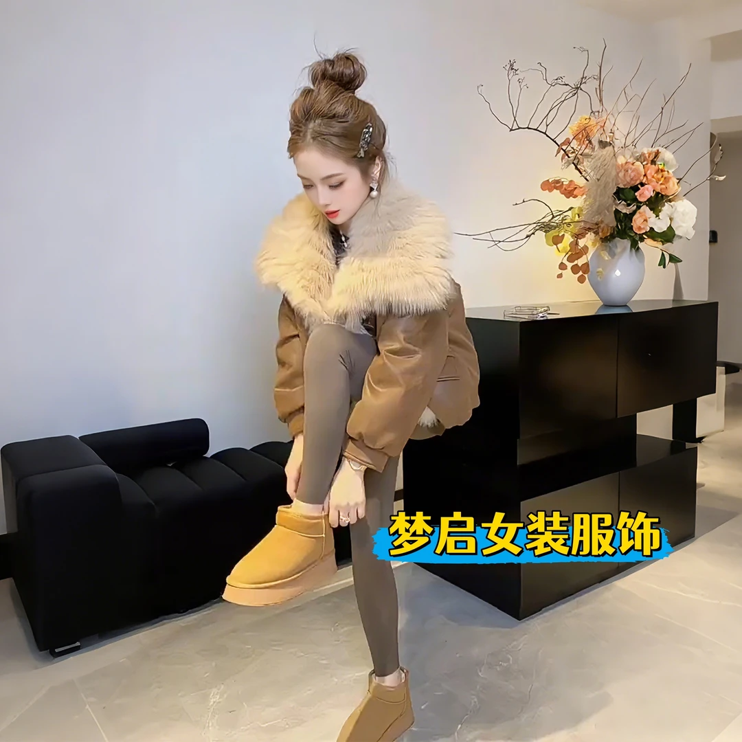 美拉德风大毛领短外套女冬季新款高级感显瘦气质百搭时尚毛领外套