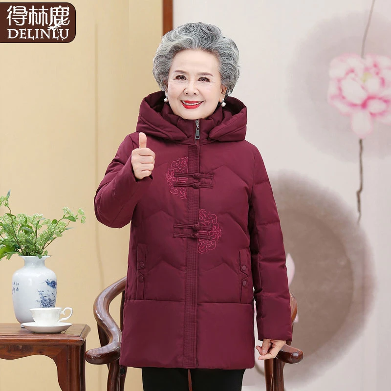 中老年女装羽绒服女奶奶款妈妈冬季加厚70岁80岁老太太外套