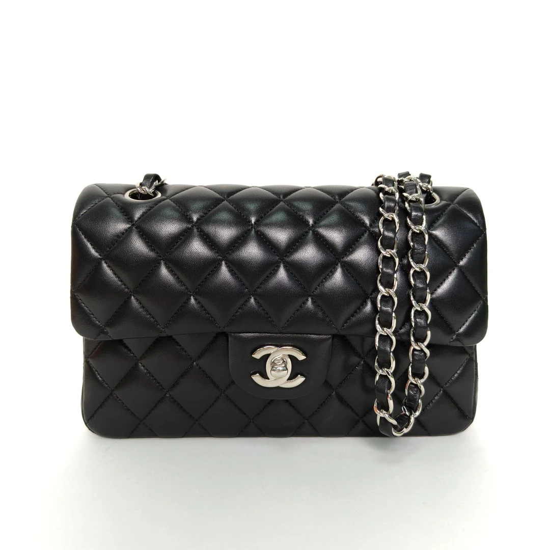 99新 Chanel/香奈儿 【念念】CF 口盖包 小号 黑色 23开 银扣