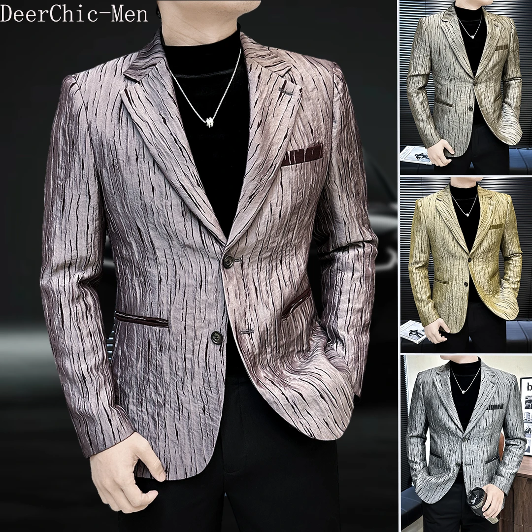 肌理感男士休闲小西服网红洋气炸街男装秋季新款褶皱西装外套男款