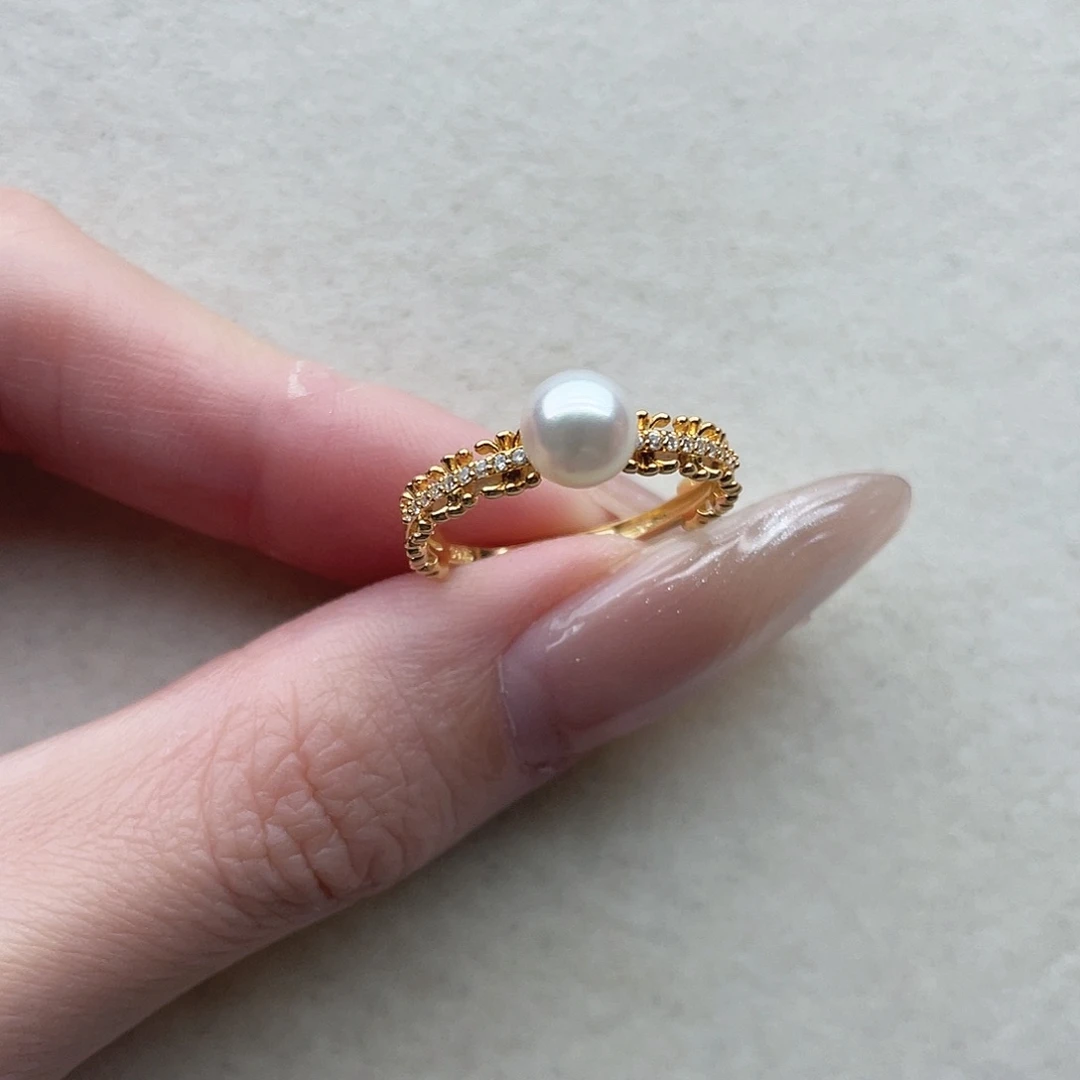 海水珍珠戒指19银S925镶嵌