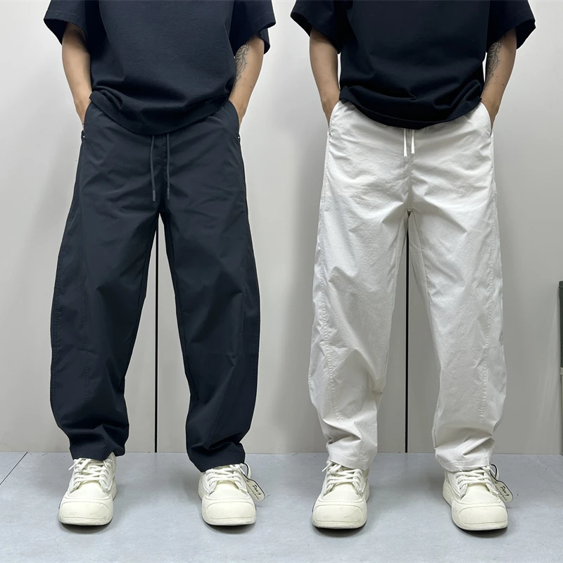 昊Studio夏季潮流日系运动男士百搭薄款宽松纯色系直筒裤休闲男裤