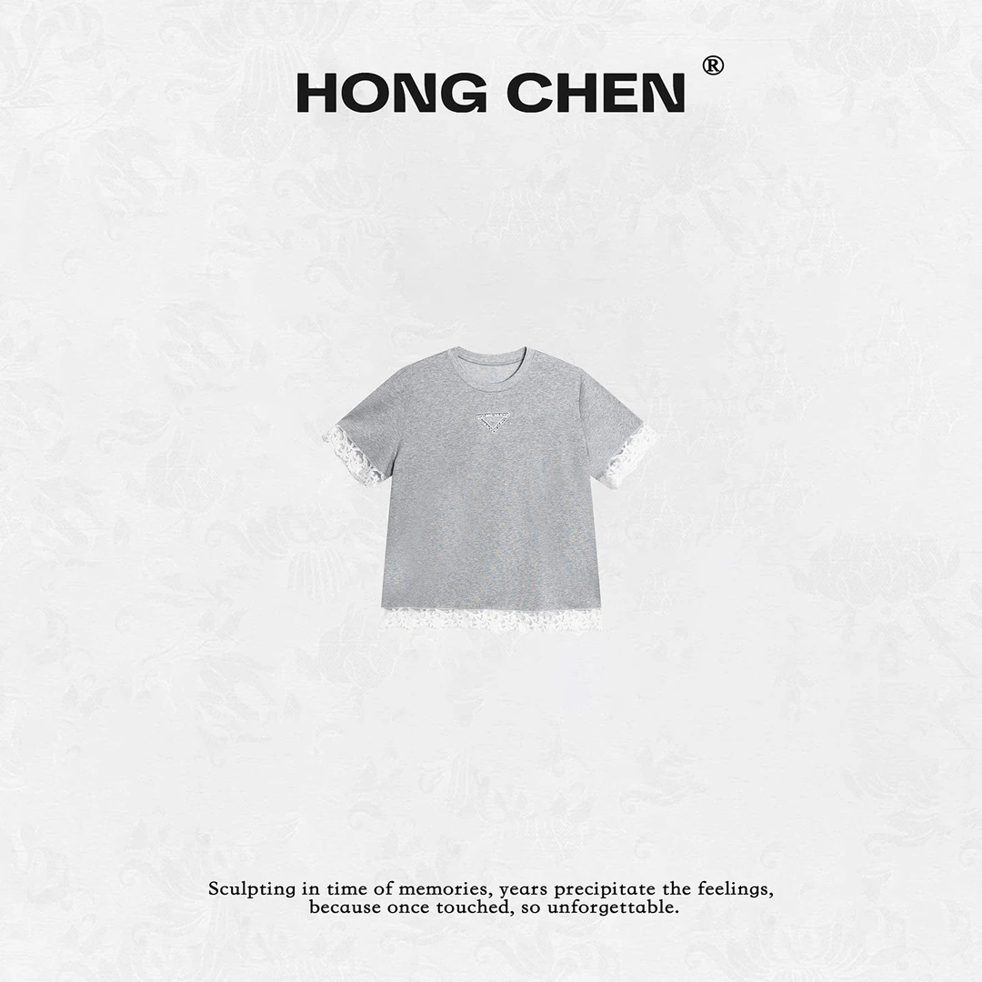 【虹辰·绝美蕾丝T】高端时尚舒适夏季优雅蕾丝气质高级感T恤-HC2206