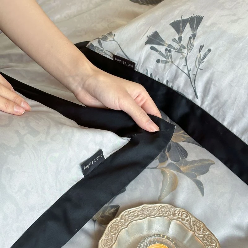 2025春夏新款100s长绒棉纯棉数码印花四件套-岚烟金属金系列