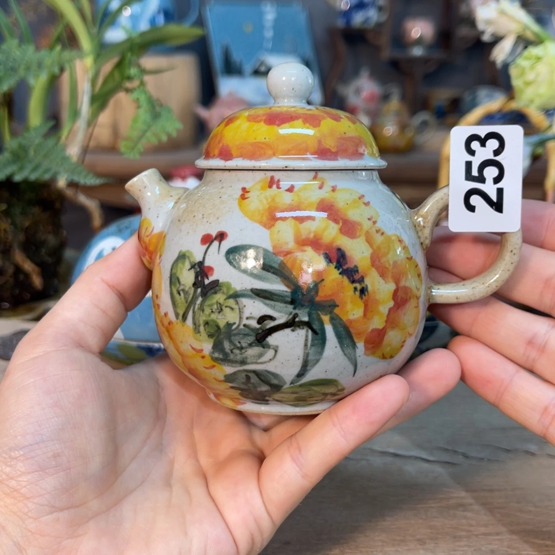 壶素浅陶瓷手工手绘