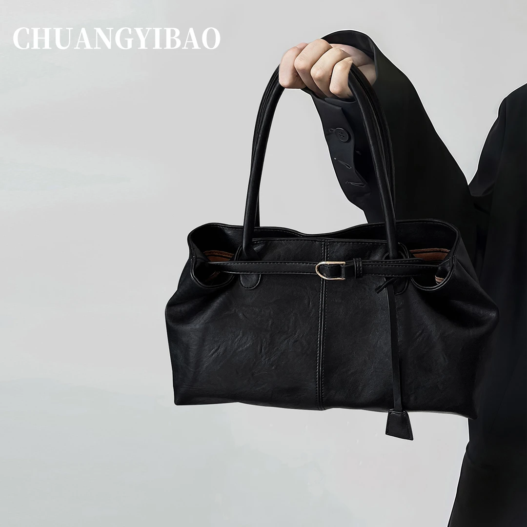 黑色托特包包女大容量2025新款秋冬轻奢小众高级感手提通勤单肩包
