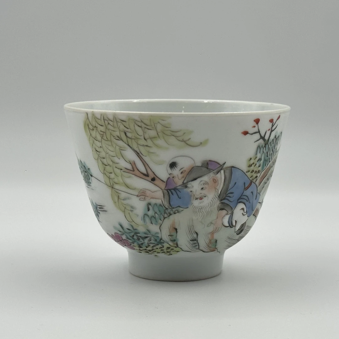 粉彩垂钓图主人杯