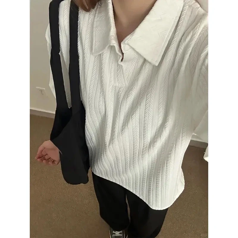 美式麦穗纹理感短袖男夏季半袖高级感内搭宽松T恤休闲polo衫上衣