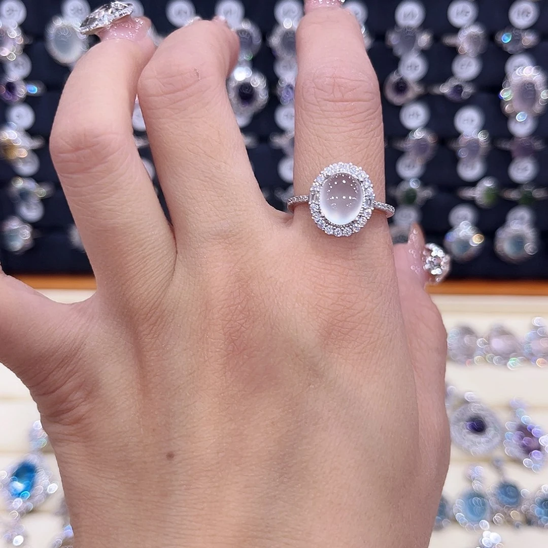 蛇纹石玉银S925镶嵌戒指