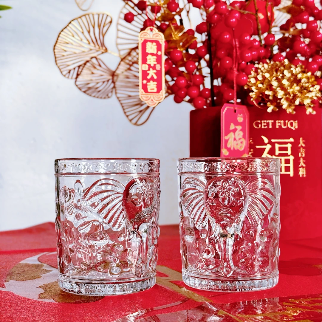 家用轻奢高档创意高颜值透明大象杯双支装