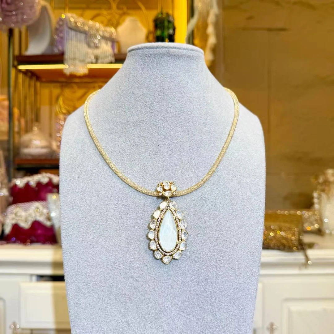 铜合金玻璃项链 【G2119】印度印巴项链手工气质轻奢时尚复古简约