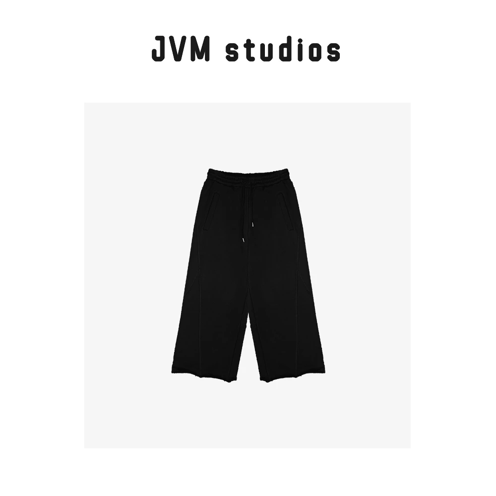 JVM韩版春秋时尚百搭宽松卷边拼接直筒卫裤19553