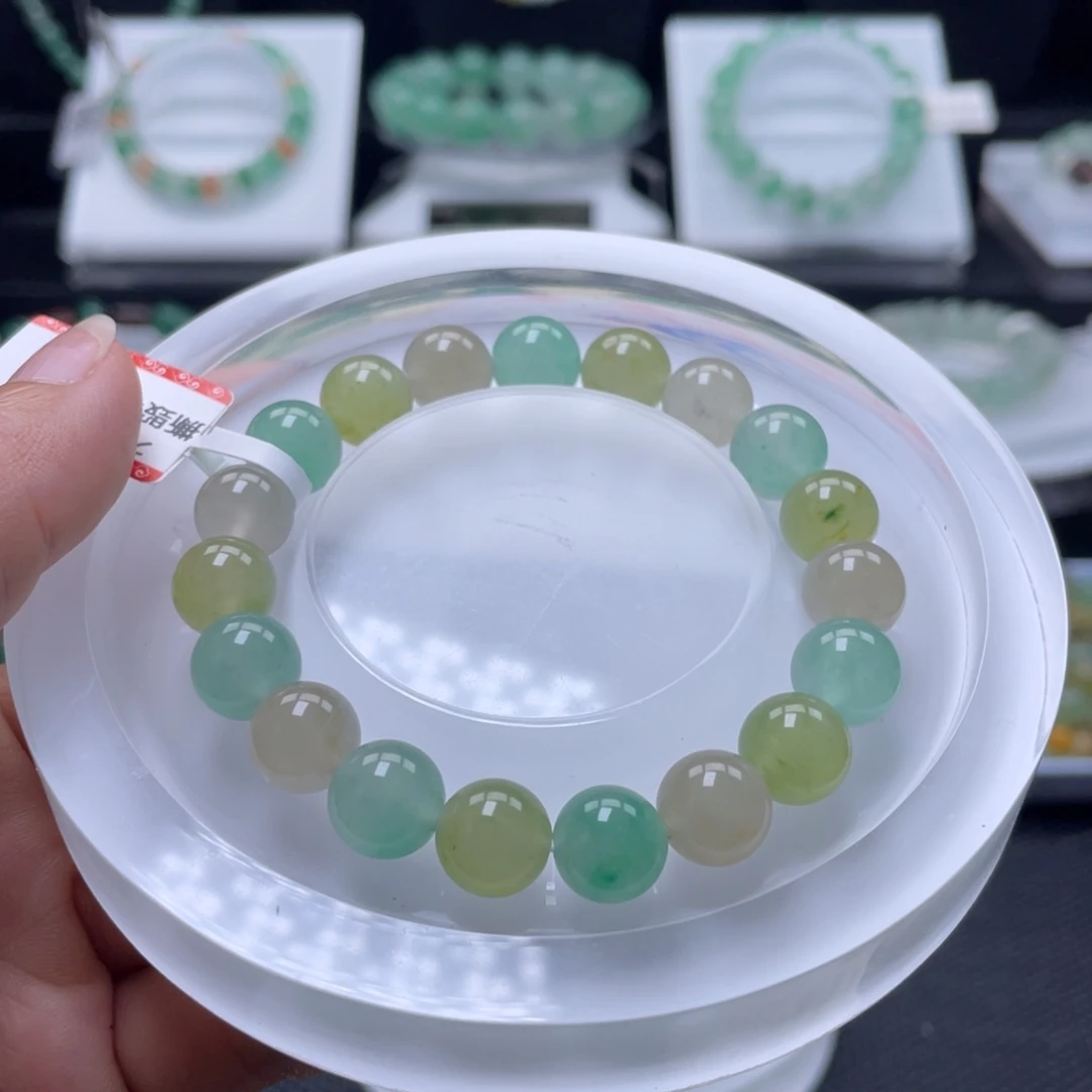 石英质玉（非洲翠）未镶嵌手串冰胶多宝，精品