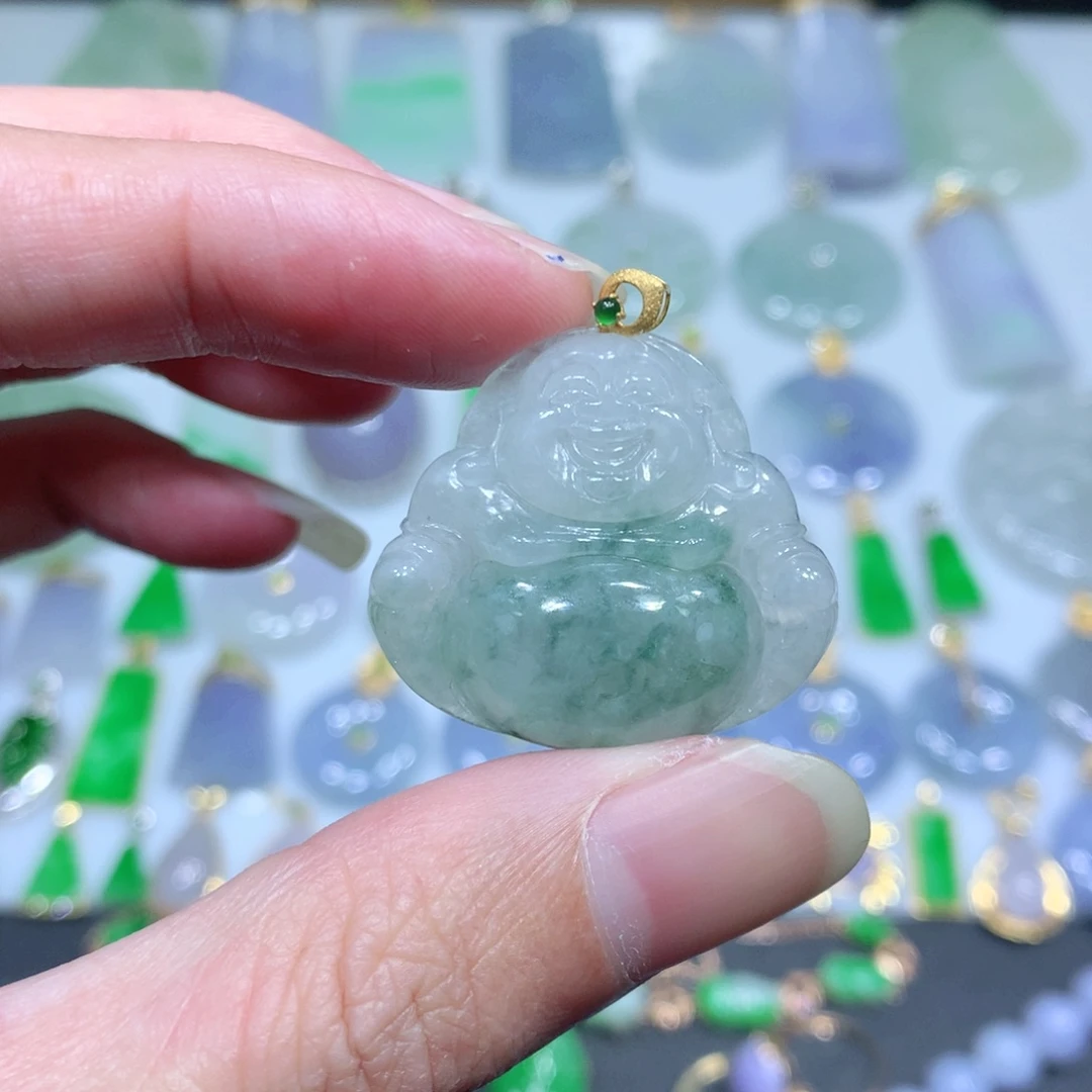 翡翠吊坠(不含链)18K金镶嵌