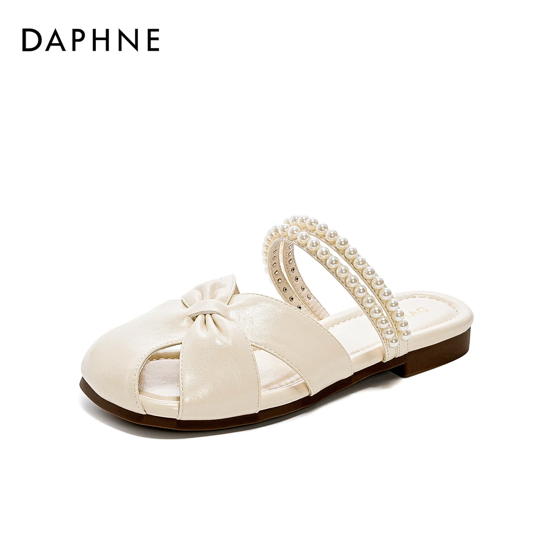 达芙妮时尚百搭包头拖2025年夏季新款珍珠软底韩系仙女风凉拖鞋女