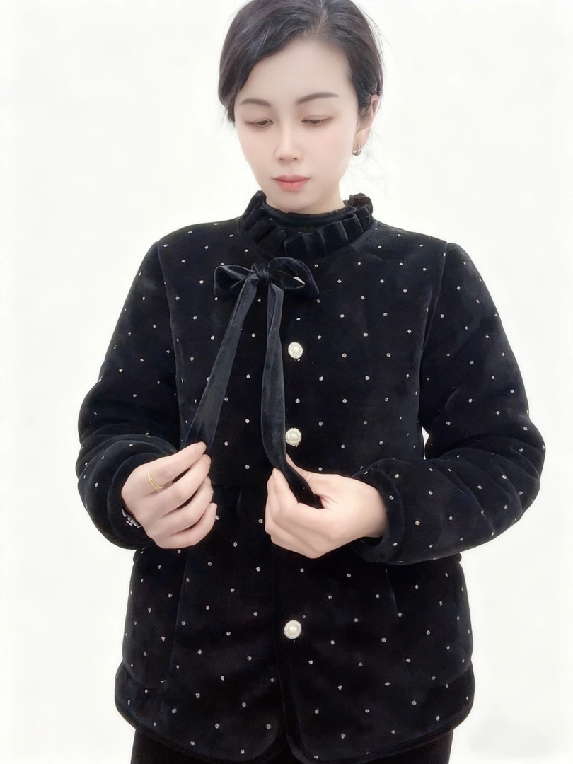 M3《可外穿》雪尼尔三层夹棉加绒加厚亮钻家居服单上衣洋气减龄