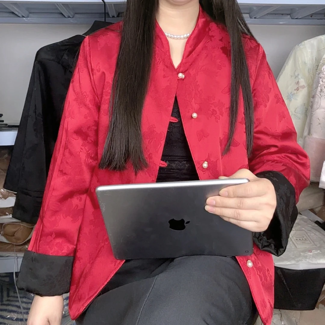 双面穿棉服新中式中国风双面穿百搭气质秋冬夹棉长袖外套