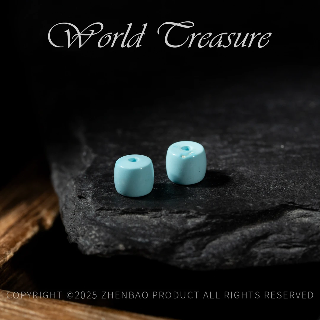 【世间臻宝】绿松石直切桶珠单珠/DZ002/多样性发一对/4mm