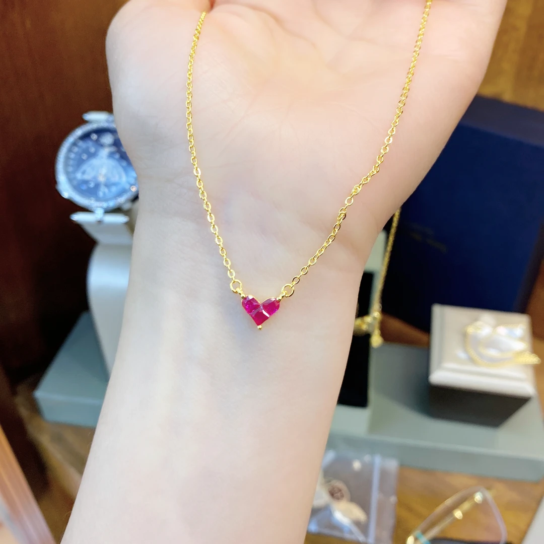 吊坠925银合成锆石 定制黑标K灵动的一颗小心心时尚项链dois12