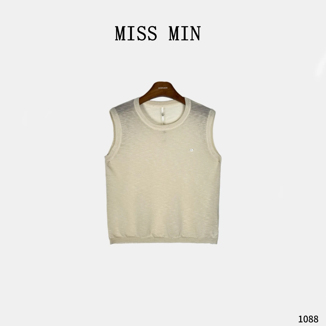 MISS MIN【甜逸】圆领背漏洞小众炸街高级感女装无袖宽松针织衫1088